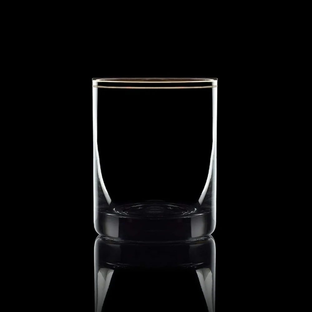 NIB Set of 4‎ Burns Glass gold double rim double old fashioned 11 3/4 Oz